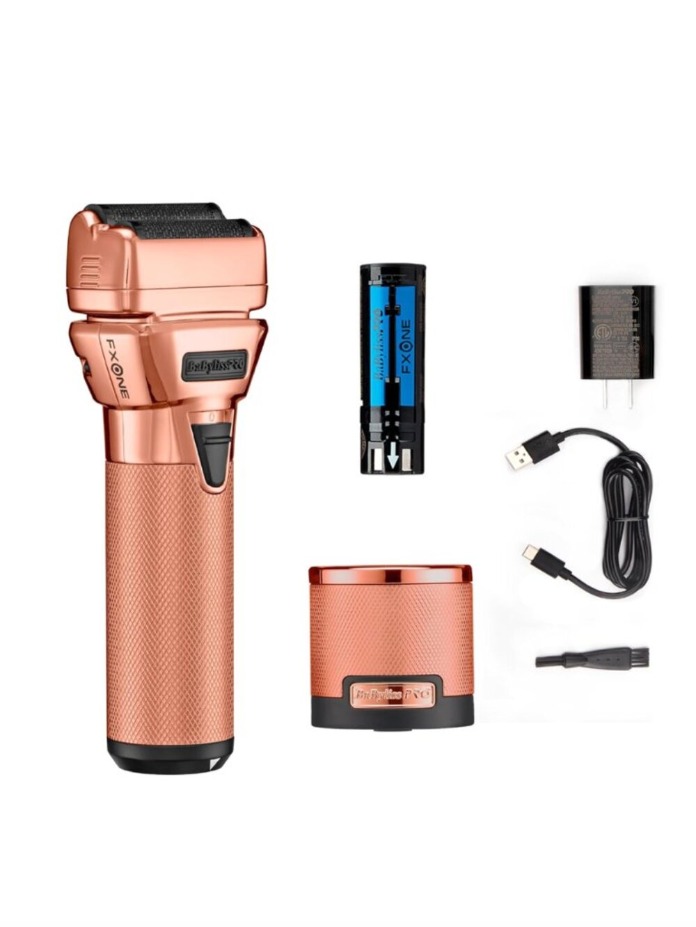 NEW BaBylissPRO FXONE Double Foil Shaver Electric Razor Rose Gold Copper Battery